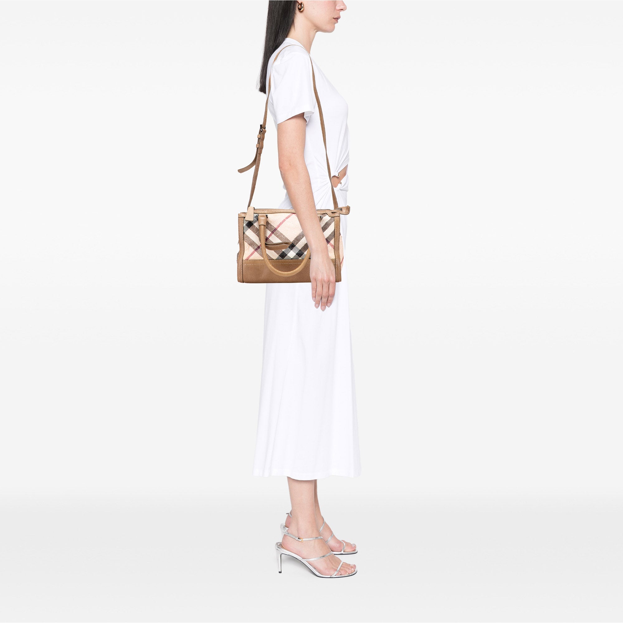 Embossed Supernova Check Coated Canvas Satchel