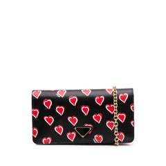 Saffiano Heart Print Wallet on Chain