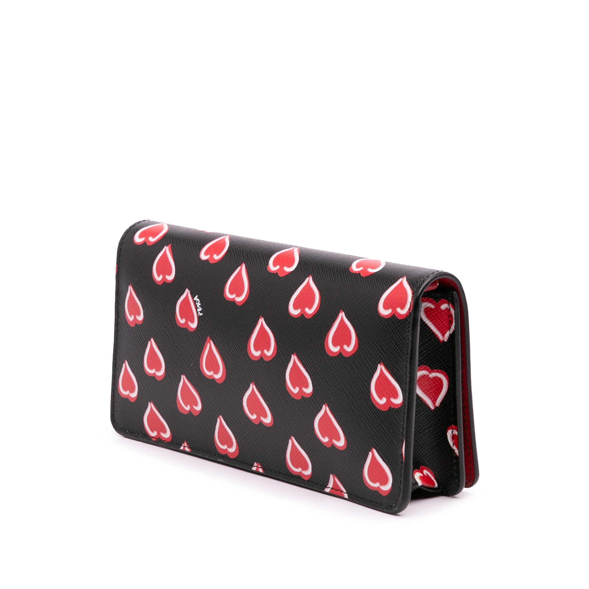 Saffiano Heart Print Wallet on Chain