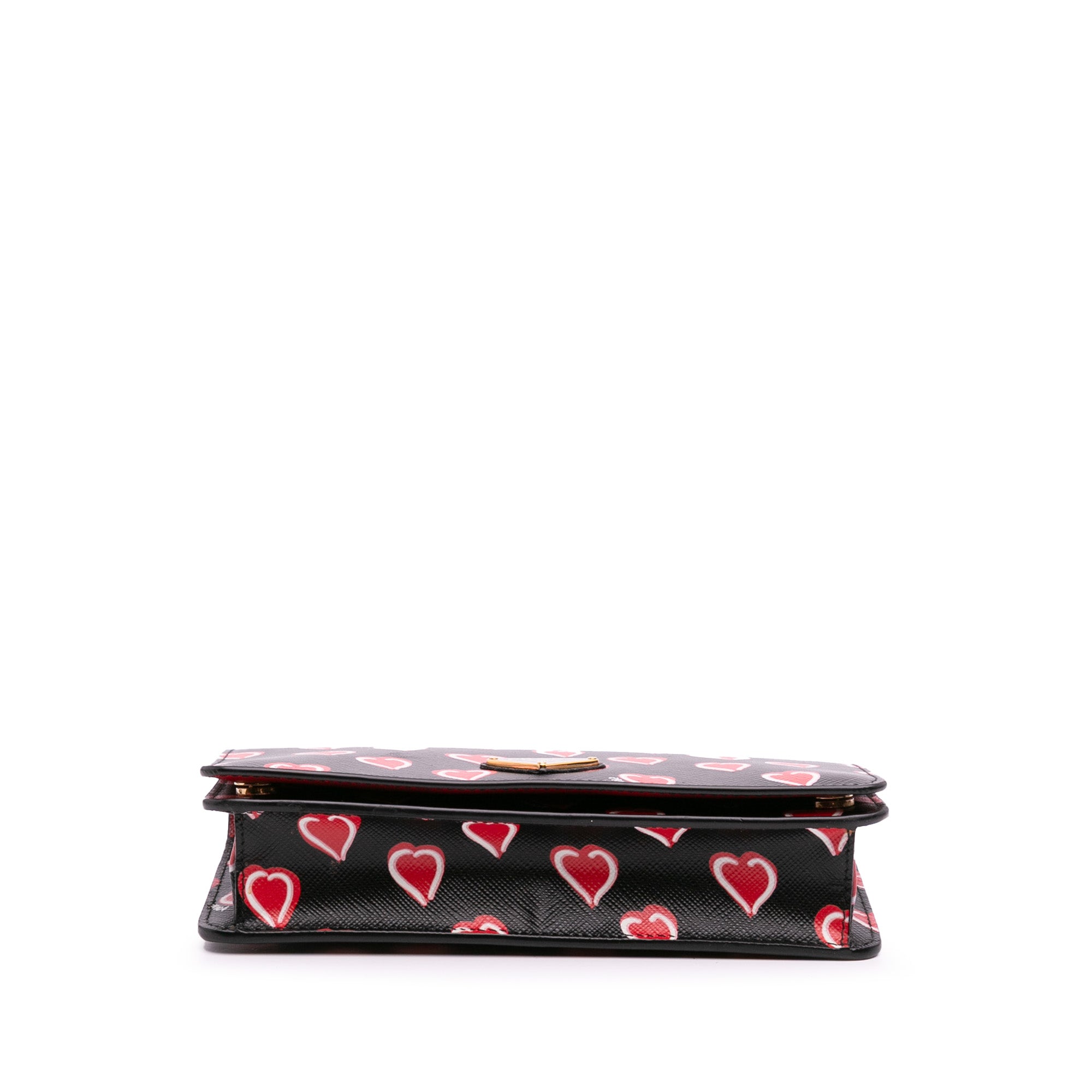 Saffiano Heart Print Wallet on Chain