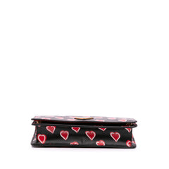 Saffiano Heart Print Wallet on Chain