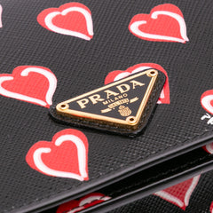 Saffiano Heart Print Wallet on Chain