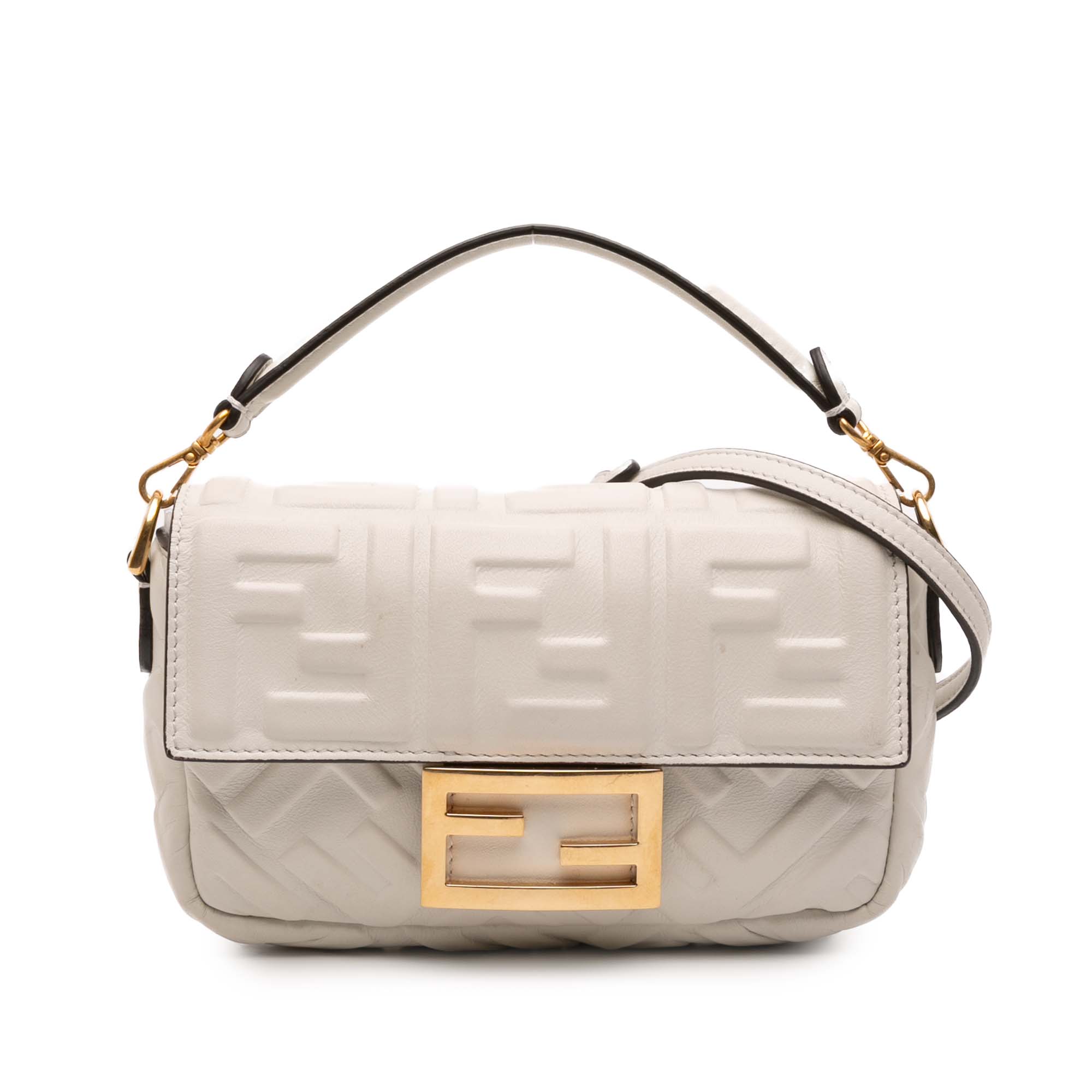 Mini Zucca Embossed Leather Baguette Satchel