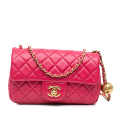 Mini Rectangular Lambskin Pearl Crush Flap