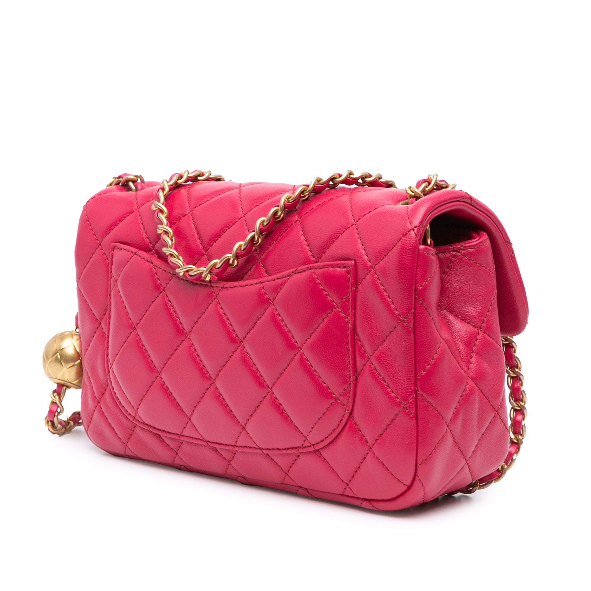 Mini Rectangular Lambskin Pearl Crush Flap