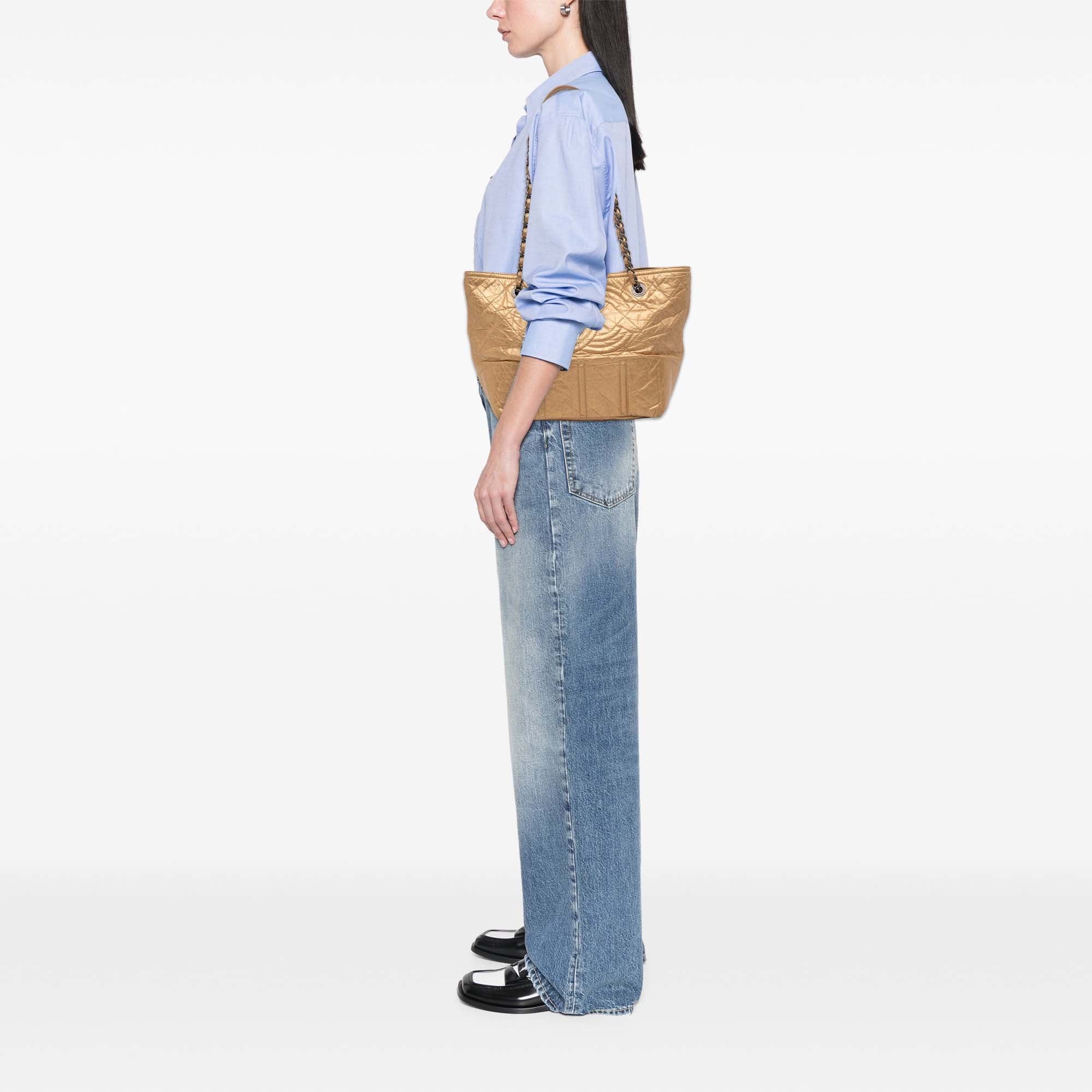 Distressed Calfskin Shopping In Moscow Tote
