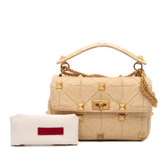 Large Raffia Roman Stud Satchel