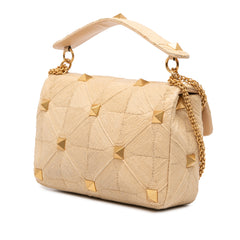 Large Raffia Roman Stud Satchel