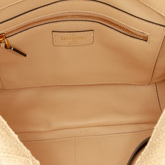 Large Raffia Roman Stud Satchel