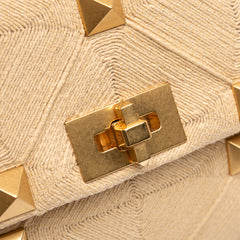 Large Raffia Roman Stud Satchel