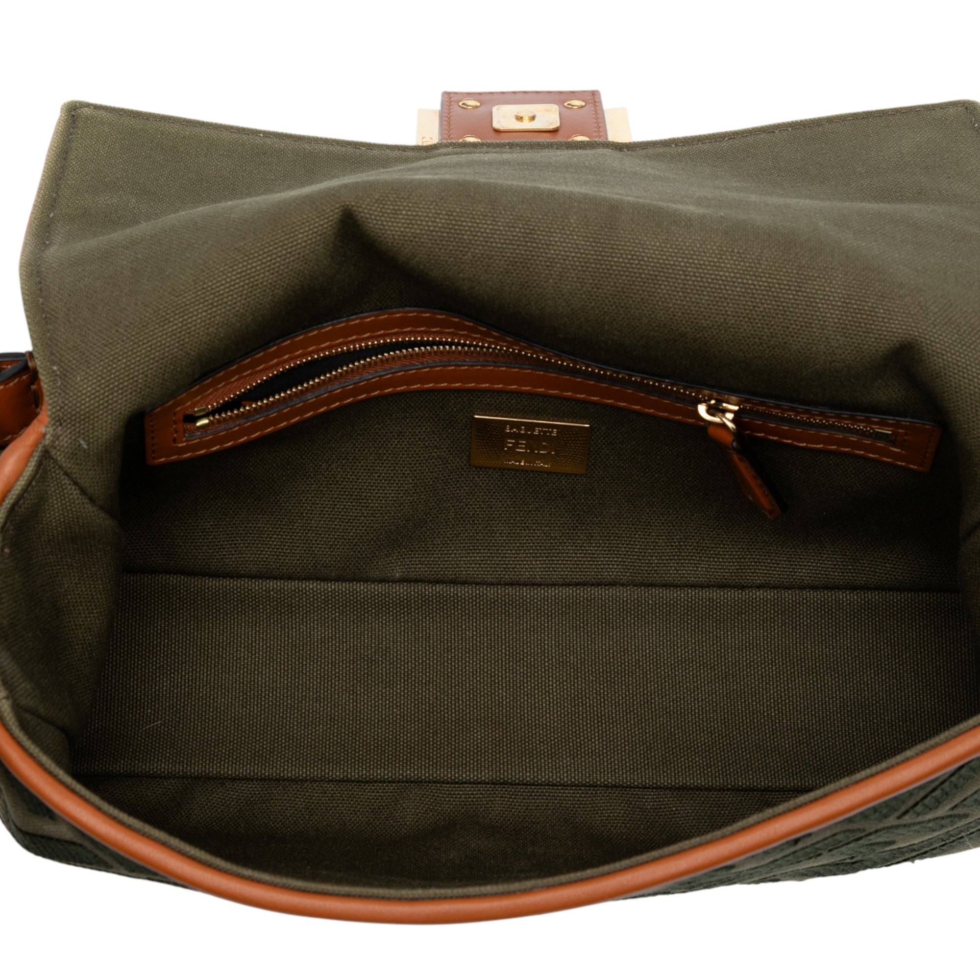Zucca Embroidered Canvas Baguette Satchel