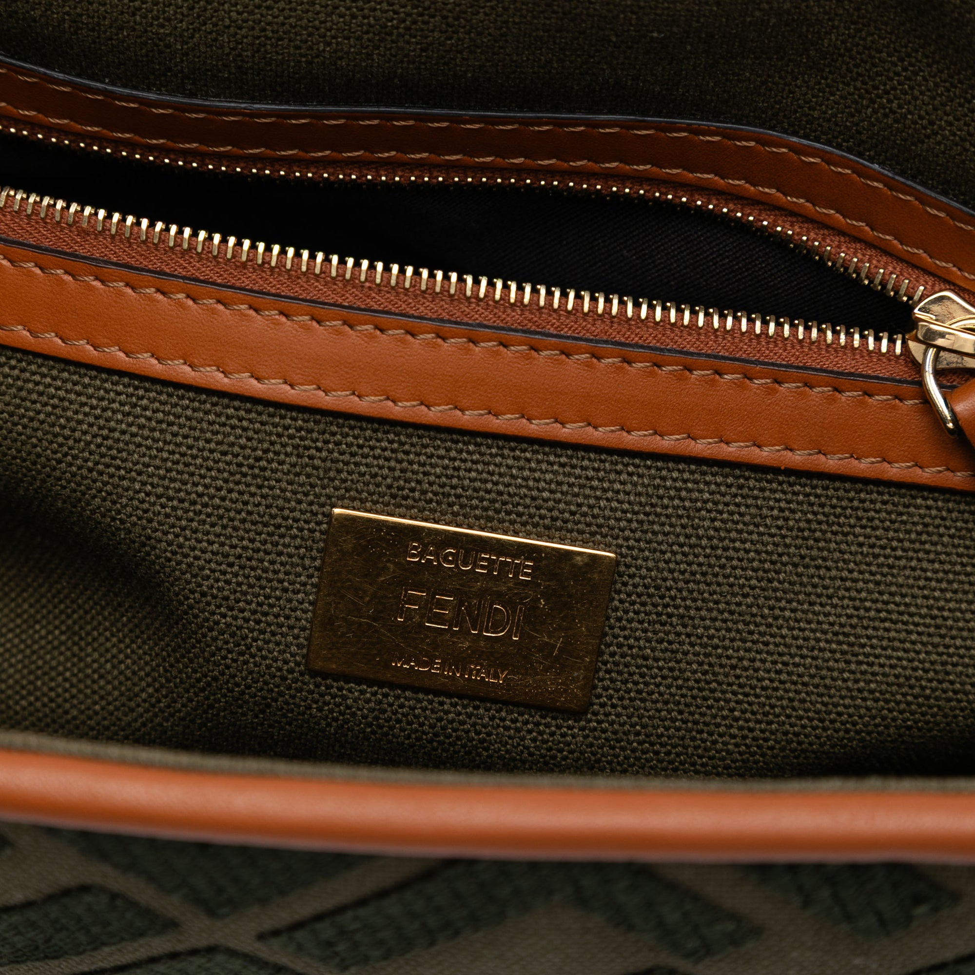 Zucca Embroidered Canvas Baguette Satchel