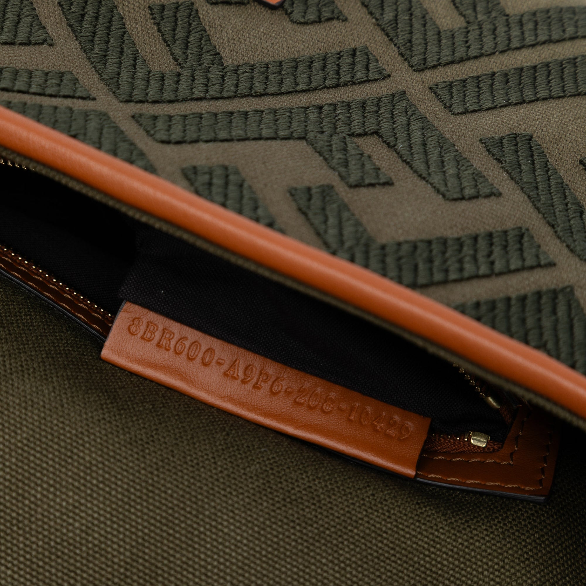 Zucca Embroidered Canvas Baguette Satchel