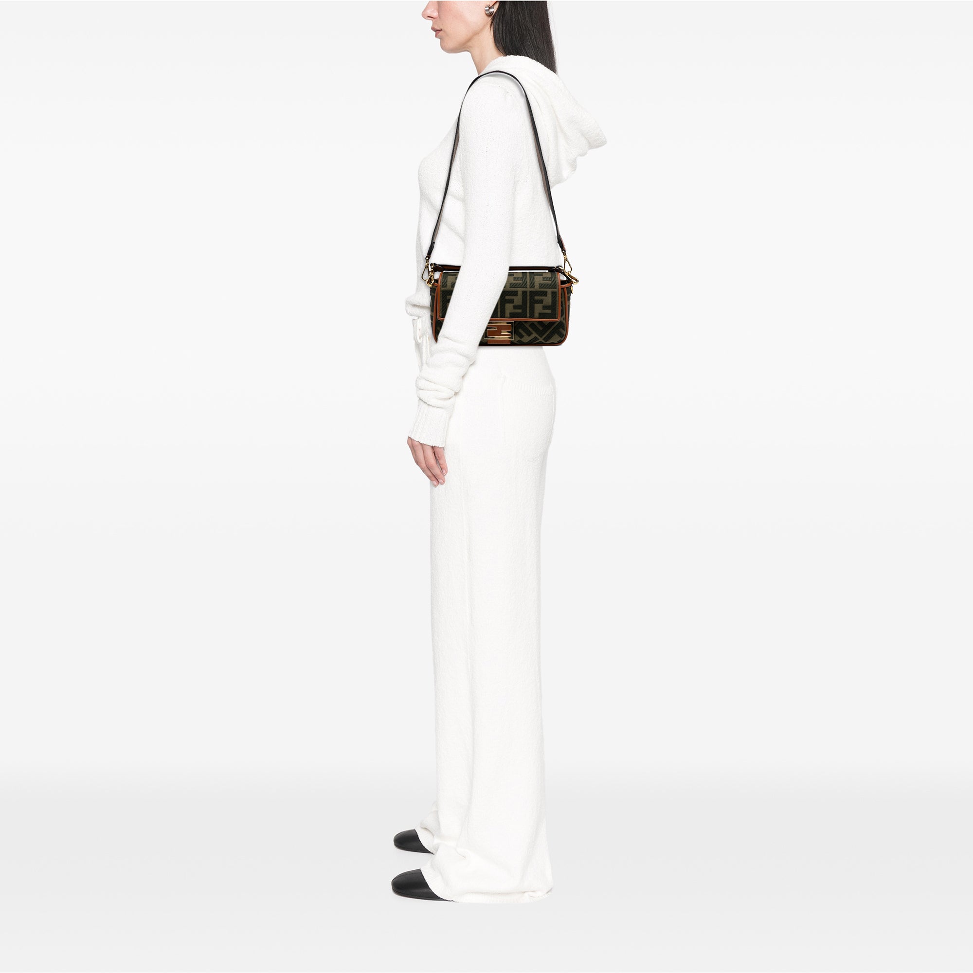 Zucca Embroidered Canvas Baguette Satchel