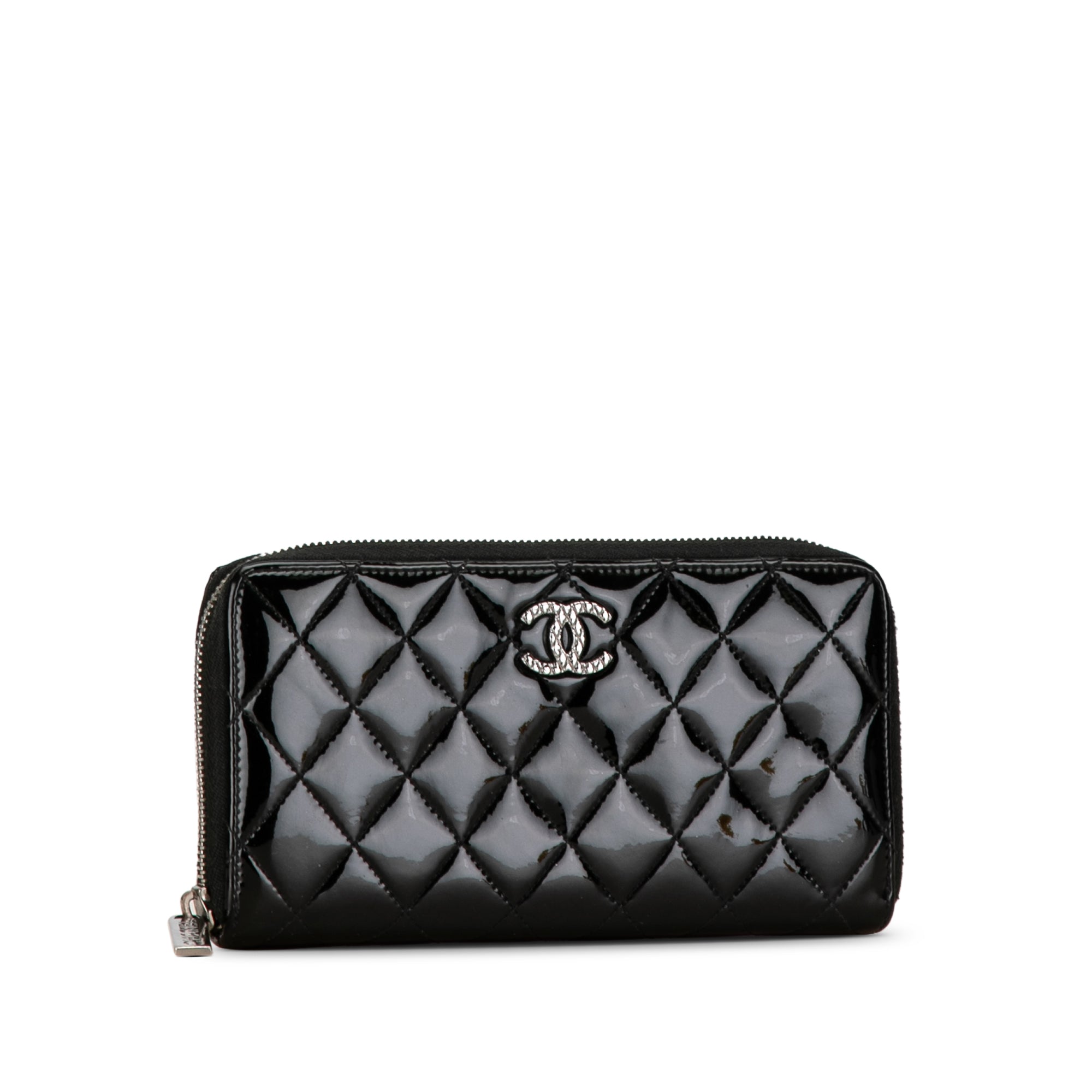 Quilted Patent Brilliant Zip Around Wallet_1