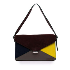 Suede Calfskin and Pony Hair Diamond Clutch