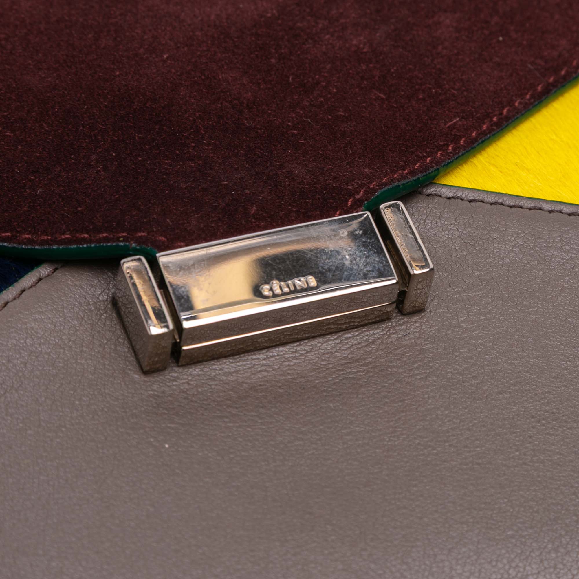 Suede Calfskin and Pony Hair Diamond Clutch
