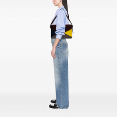 Suede Calfskin and Pony Hair Diamond Clutch