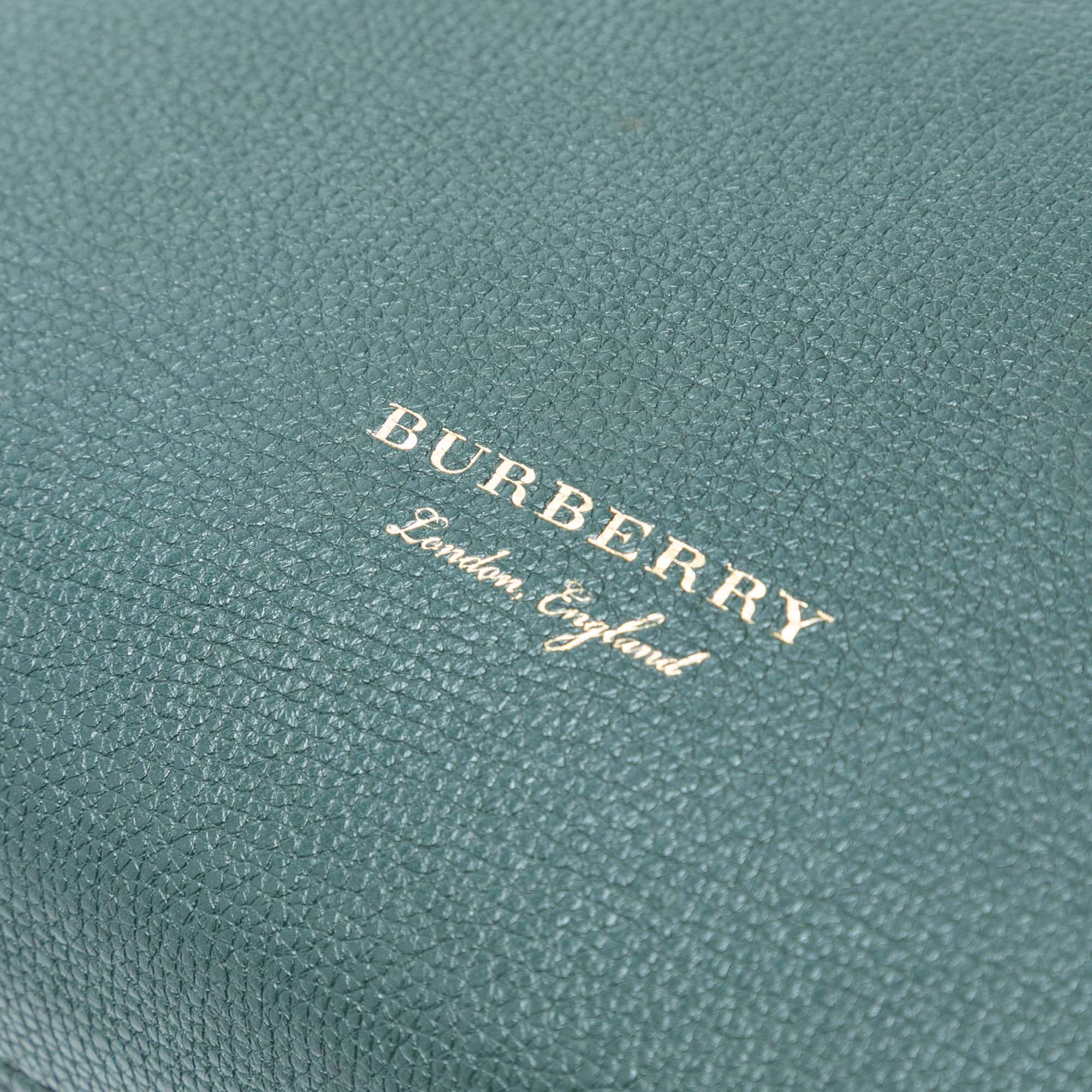 Medium Leather and House Check Banner Satchel