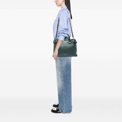 Medium Leather and House Check Banner Satchel