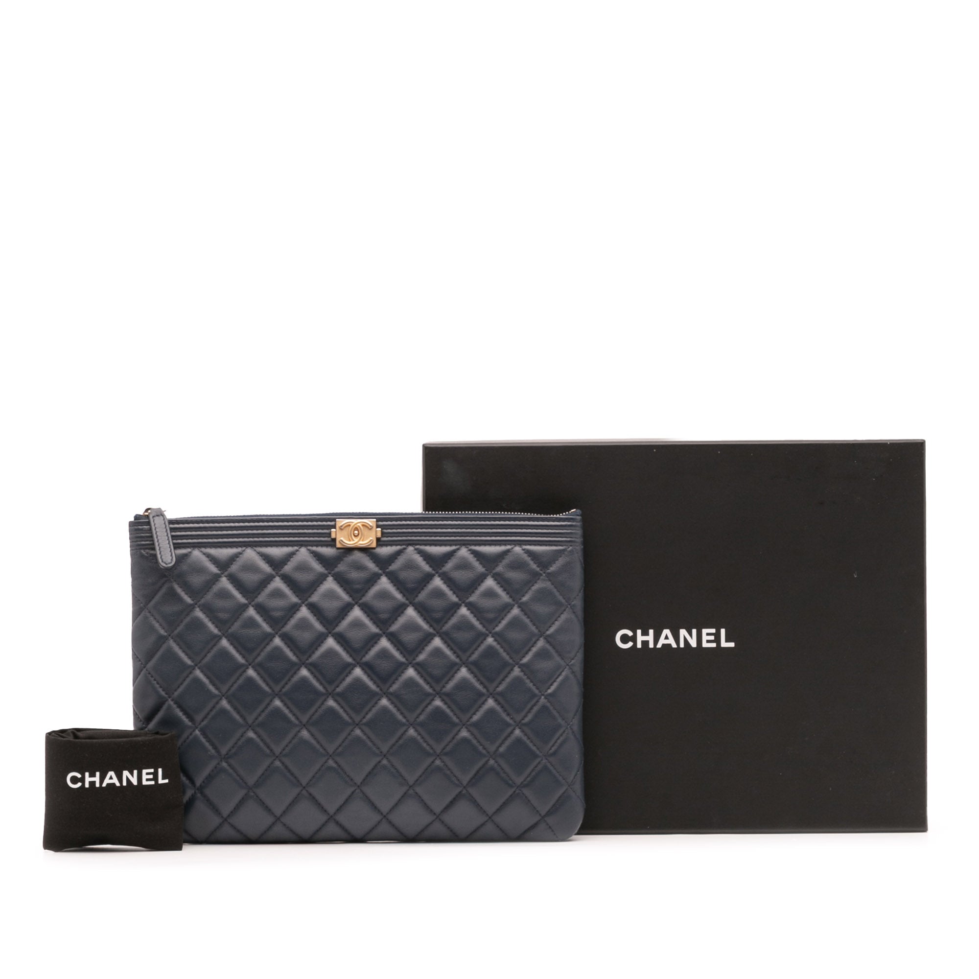 Medium Quilted Lambskin Boy O Case Clutch