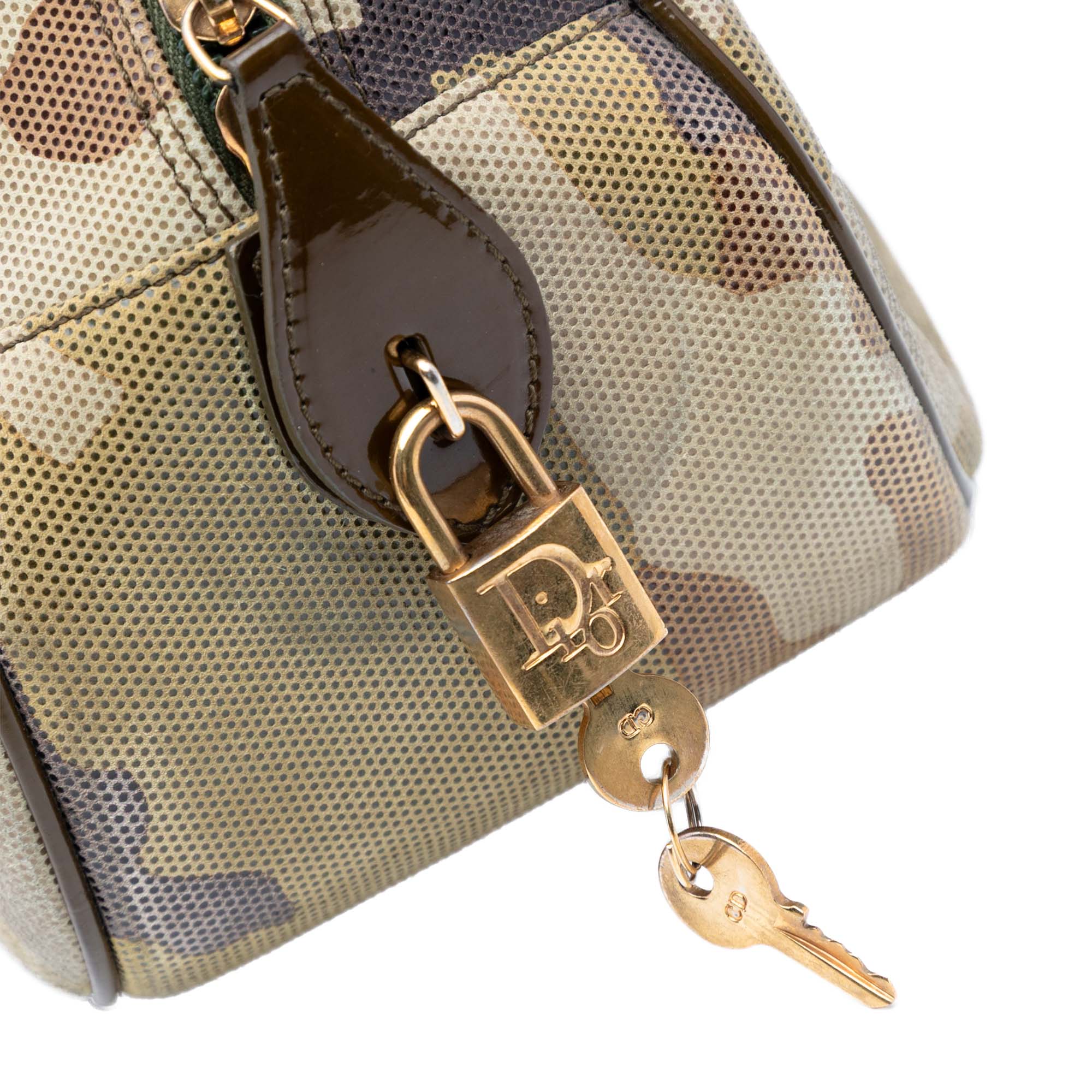 Camouflage Coated Canvas Double Saddle Bowler Bag