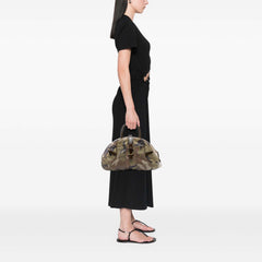 Camouflage Coated Canvas Double Saddle Bowler Bag