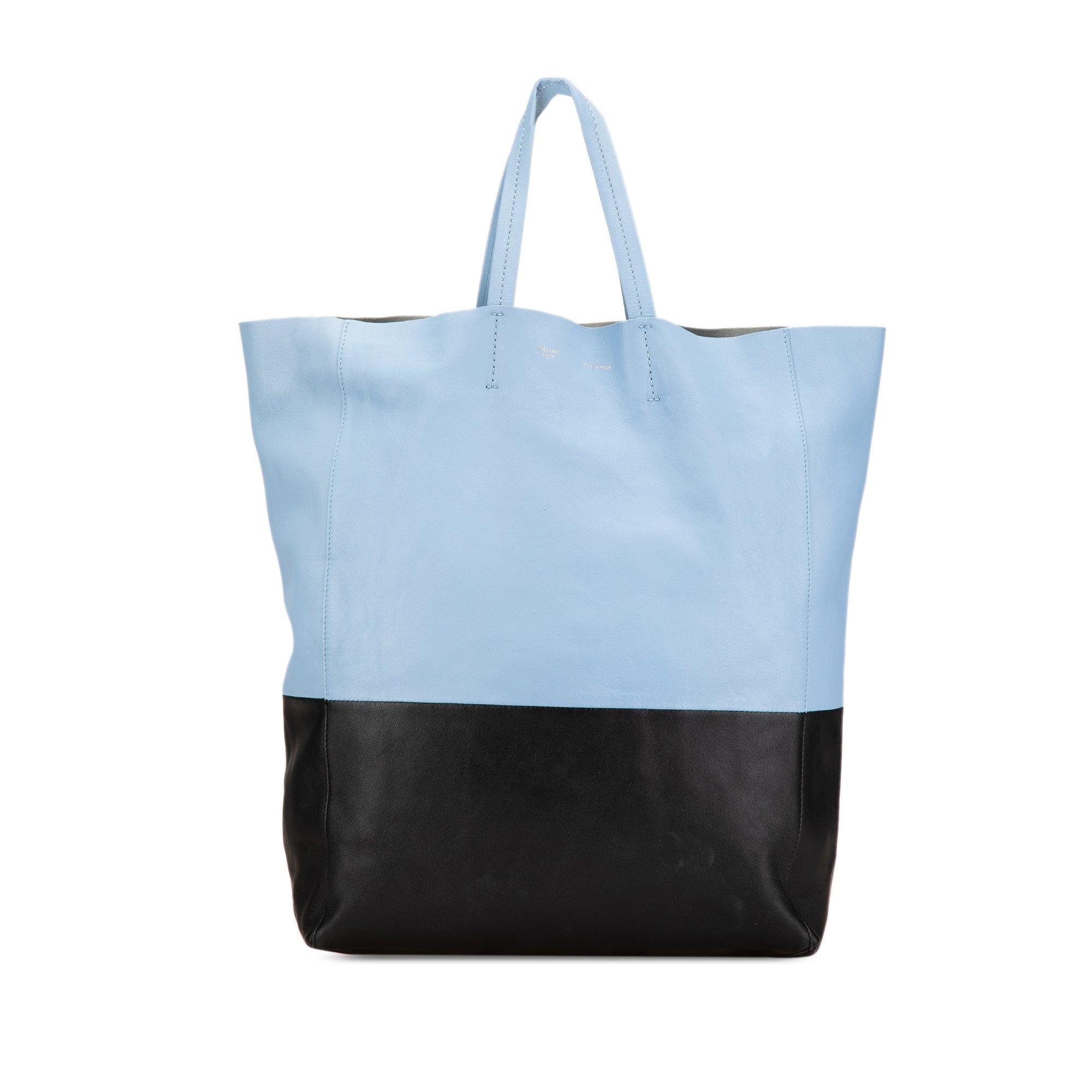 Bicolor Leather Vertical Cabas Tote