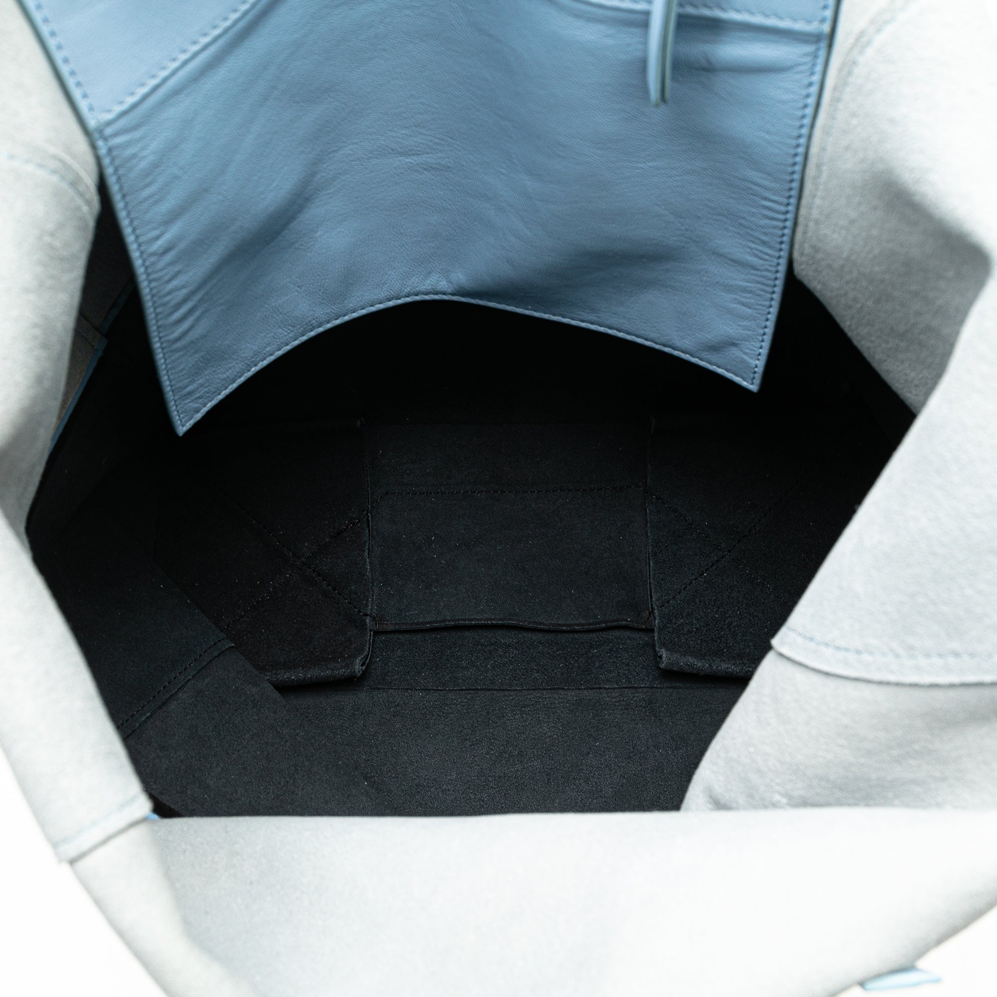 Bicolor Leather Vertical Cabas Tote