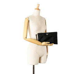 Re Nylon Saffiano Trimmed Clutch