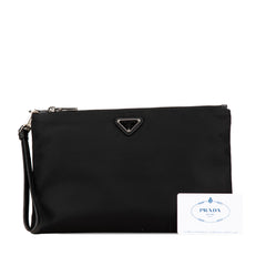 Re Nylon Saffiano Trimmed Clutch