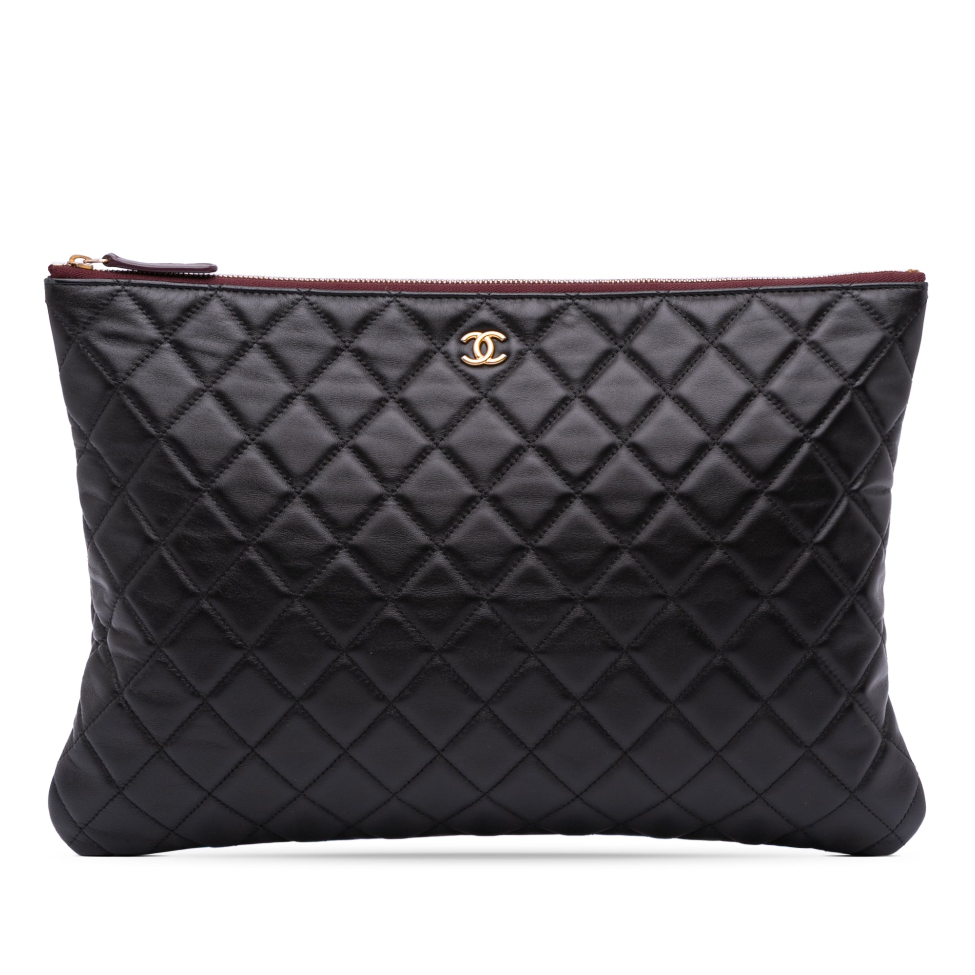 Large Quilted Lambskin O Case Clutch