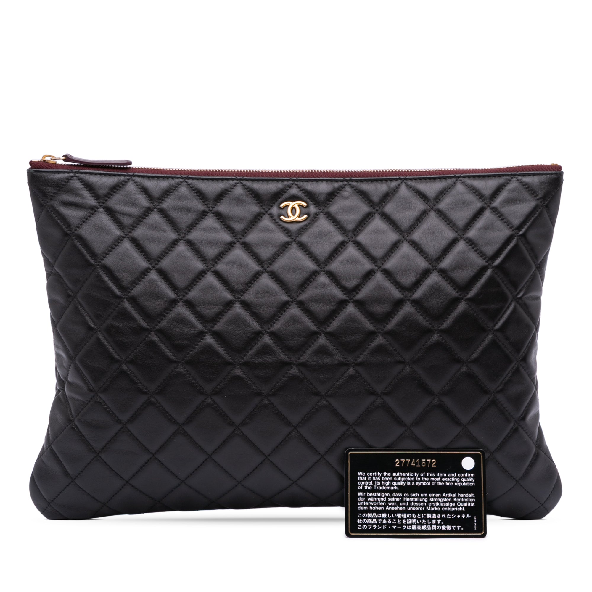 Large Quilted Lambskin O Case Clutch