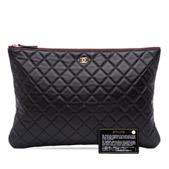 Large Quilted Lambskin O Case Clutch