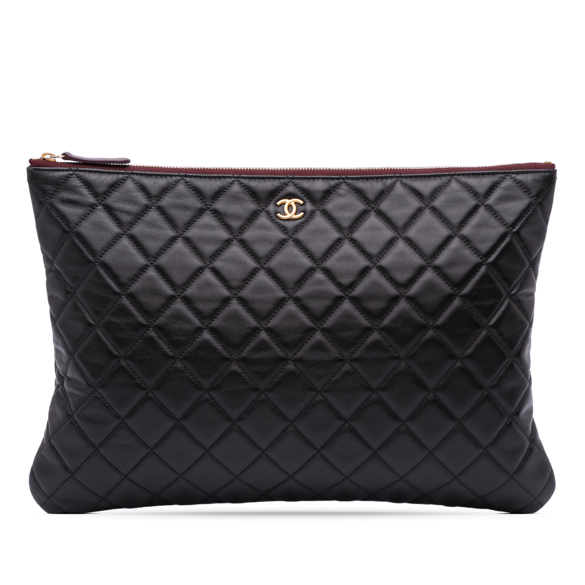 Large Quilted Lambskin O Case Clutch