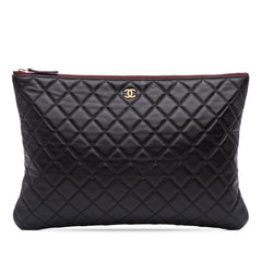 Large Quilted Lambskin O Case Clutch