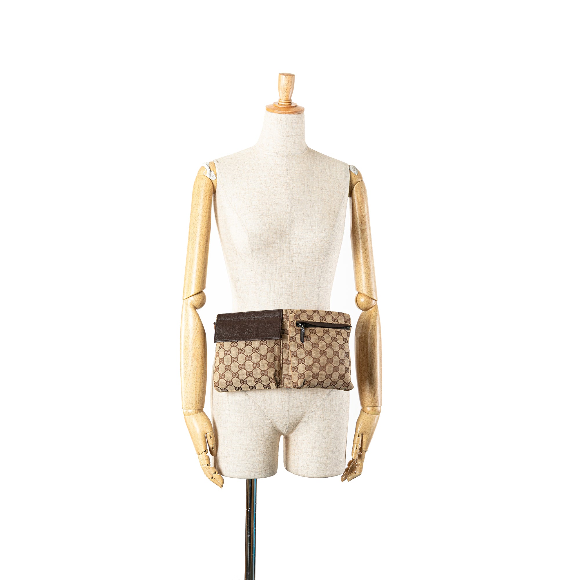 GG Canvas Double Pocket Belt Bag