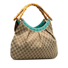 GG Canvas Bamboo Studded Hobo