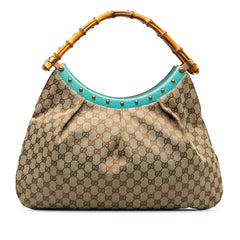 GG Canvas Bamboo Studded Hobo