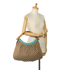 GG Canvas Bamboo Studded Hobo