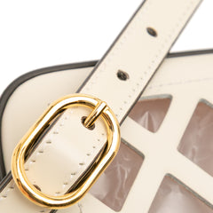 Medium Cutout Leather and Flora Canvas Traforata Flap Crossbody