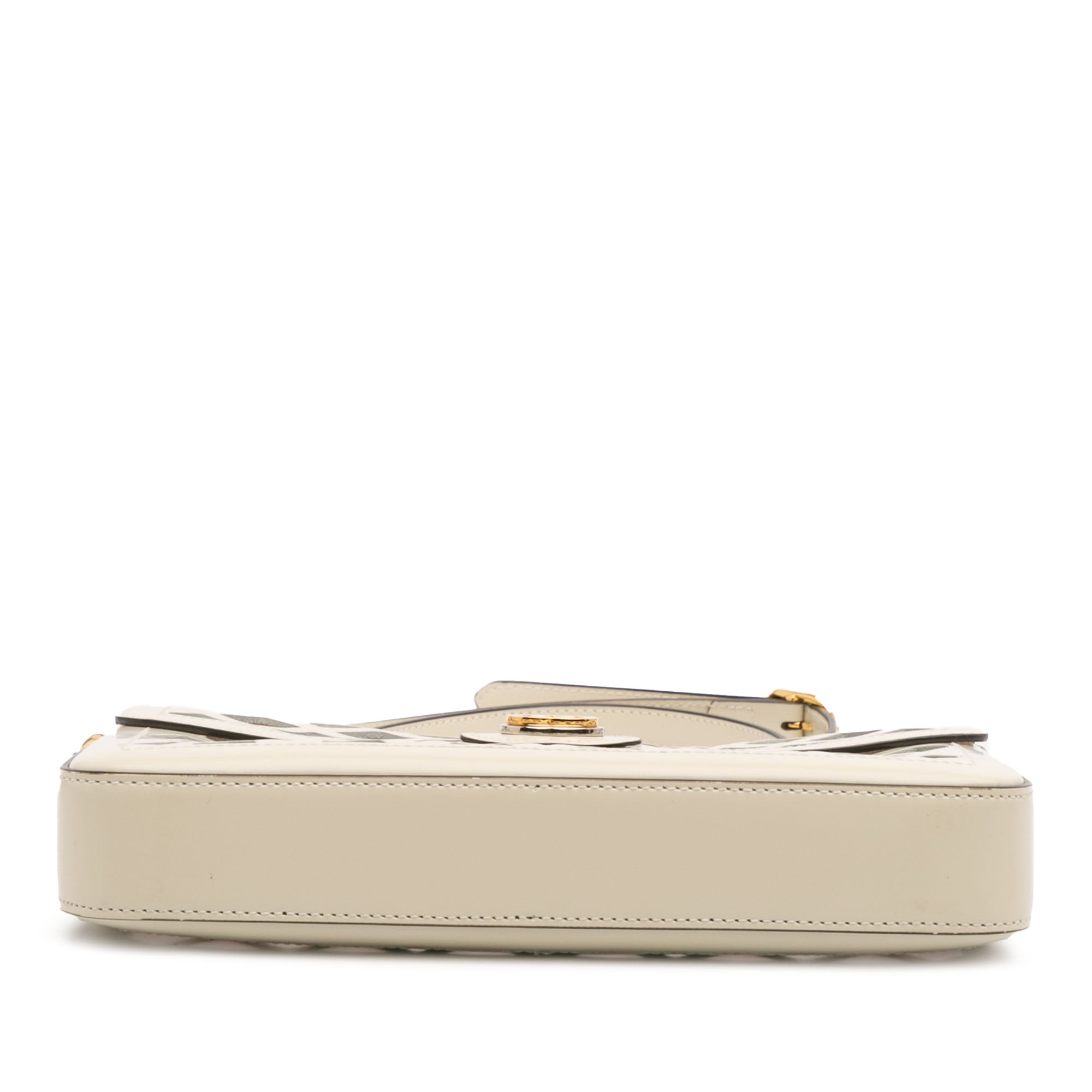 Medium Cutout Leather and Flora Canvas Traforata Flap Crossbody