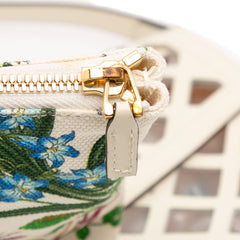 Medium Cutout Leather and Flora Canvas Traforata Flap Crossbody