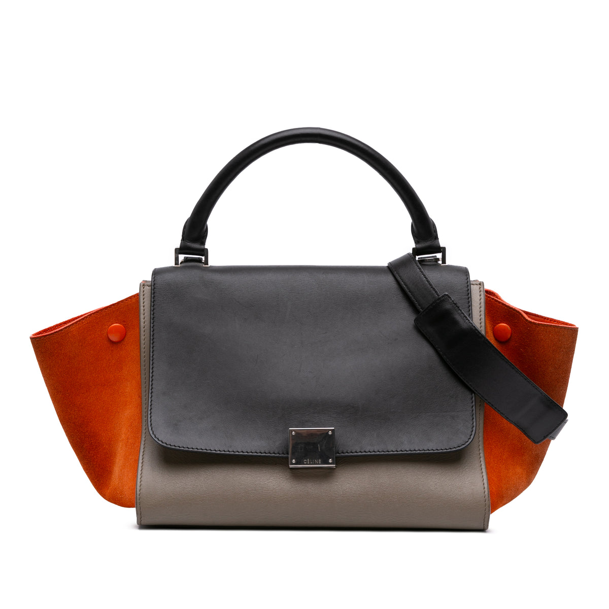 Small Tricolor Leather Trapeze Satchel
