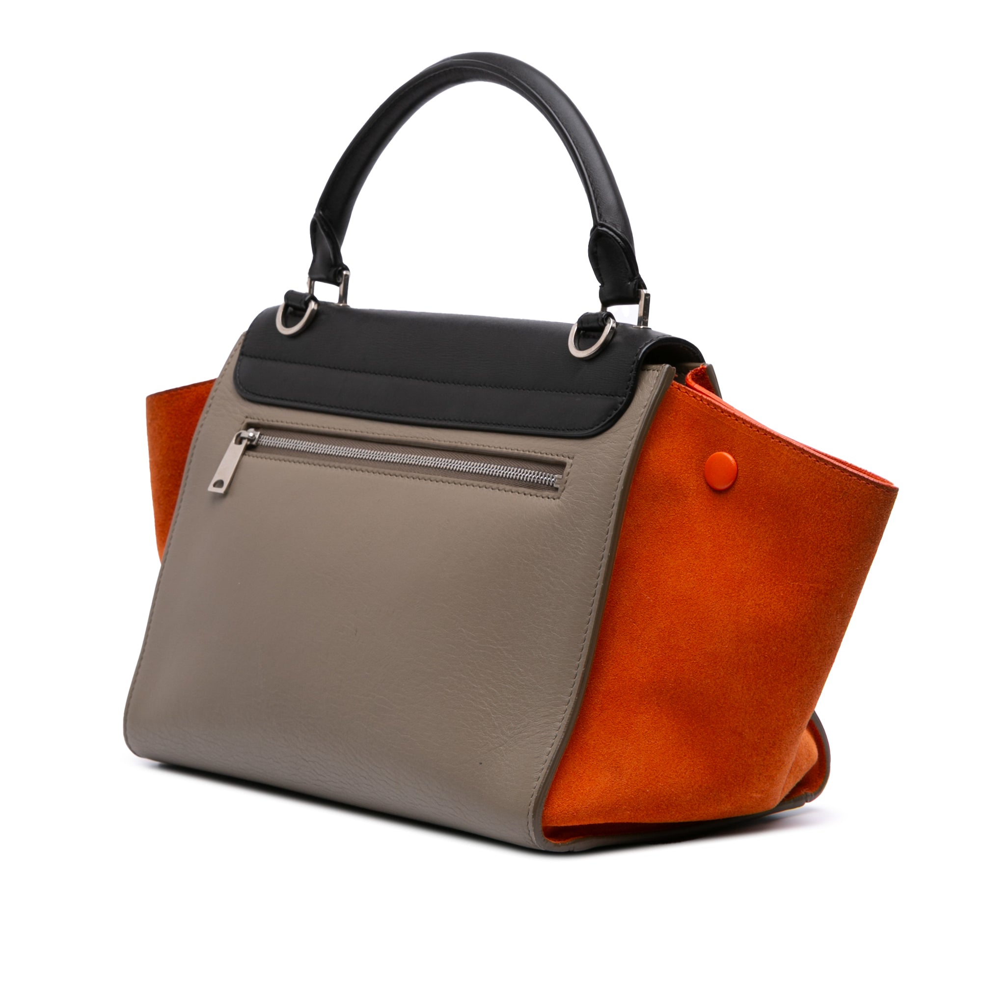 Small Tricolor Leather Trapeze Satchel