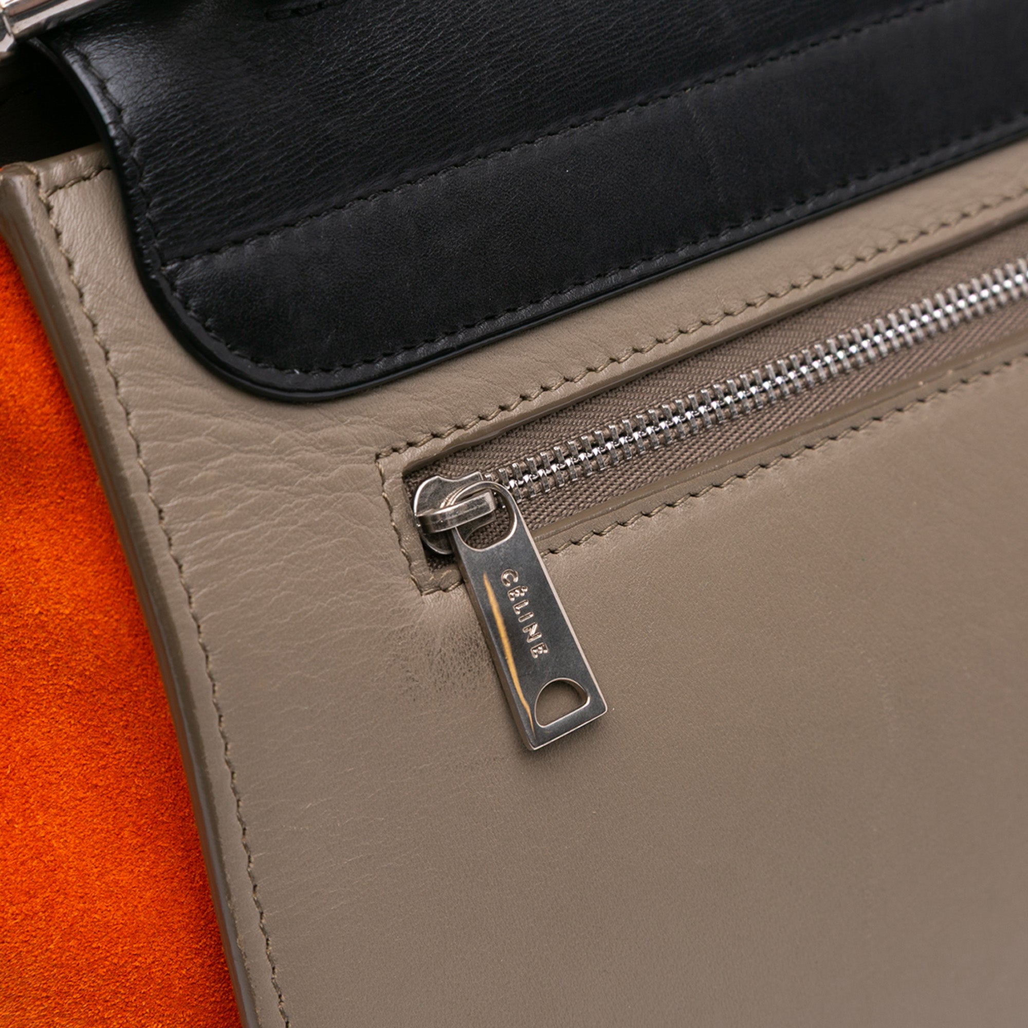 Small Tricolor Leather Trapeze Satchel