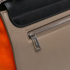 Small Tricolor Leather Trapeze Satchel