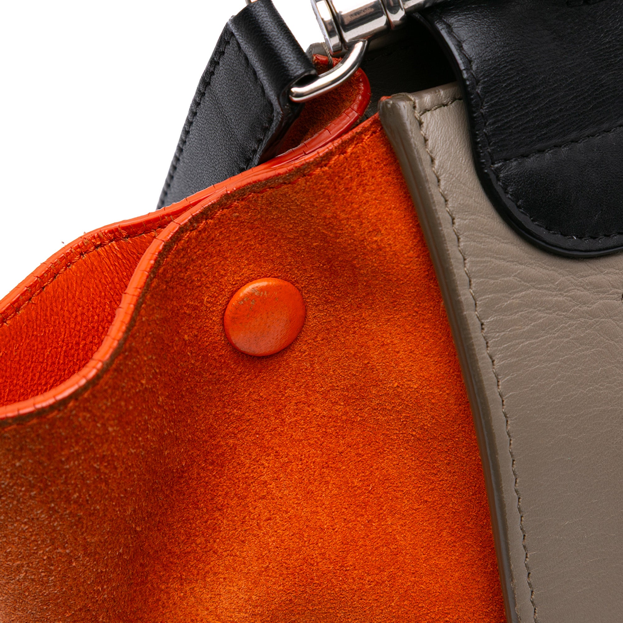 Small Tricolor Leather Trapeze Satchel