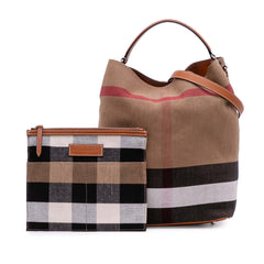 Medium Mega Check Canvas Ashby Bucket Bag