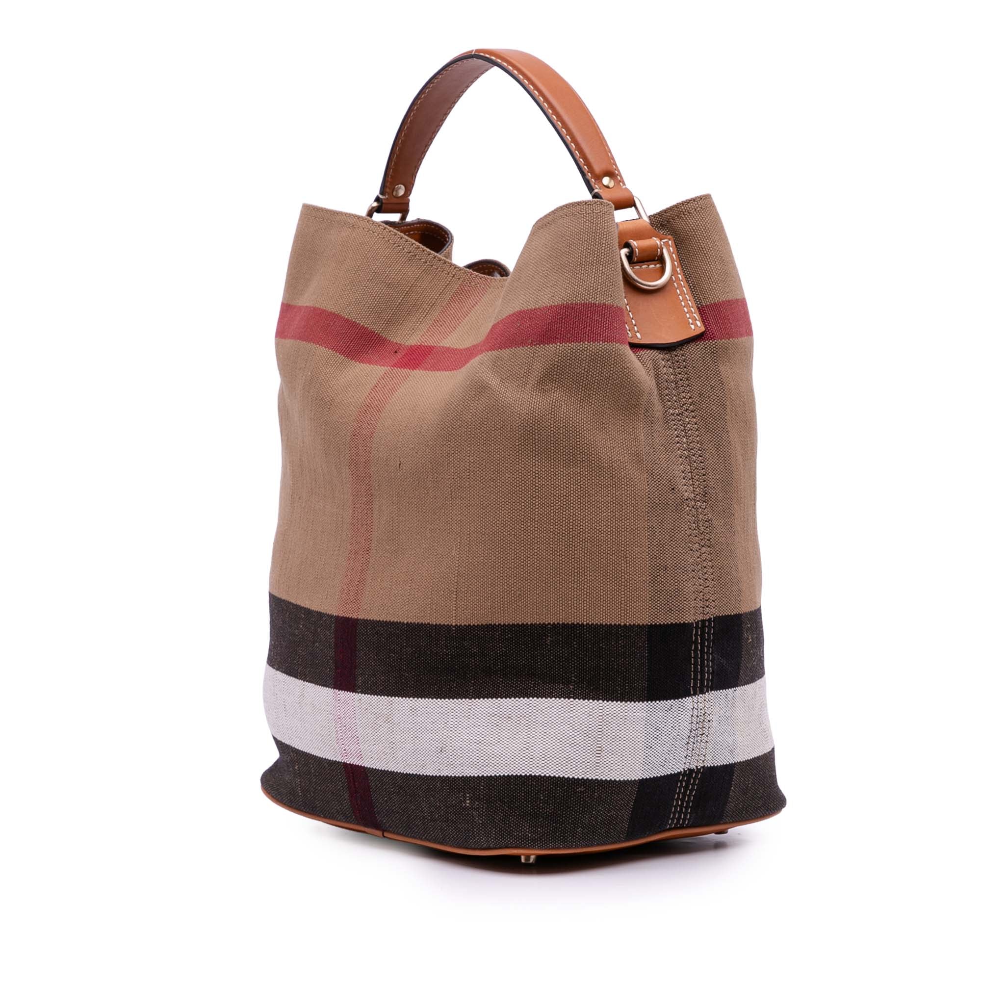 Medium Mega Check Canvas Ashby Bucket Bag